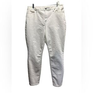 Lands' End Mid-Rise Curvy Skinny Jean, White, Size 16